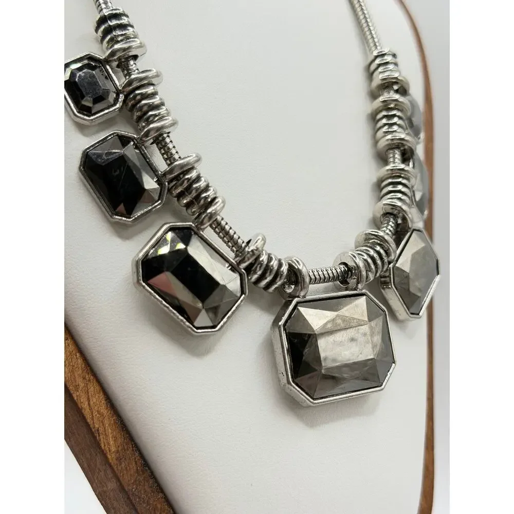 Gunmetal Statement Necklace & Earrings Set